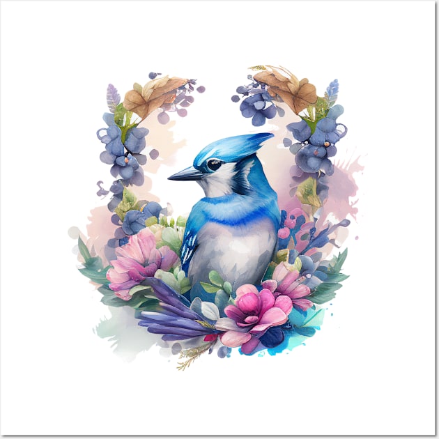 Bluejay Floral Wall Art by Mixtgifts